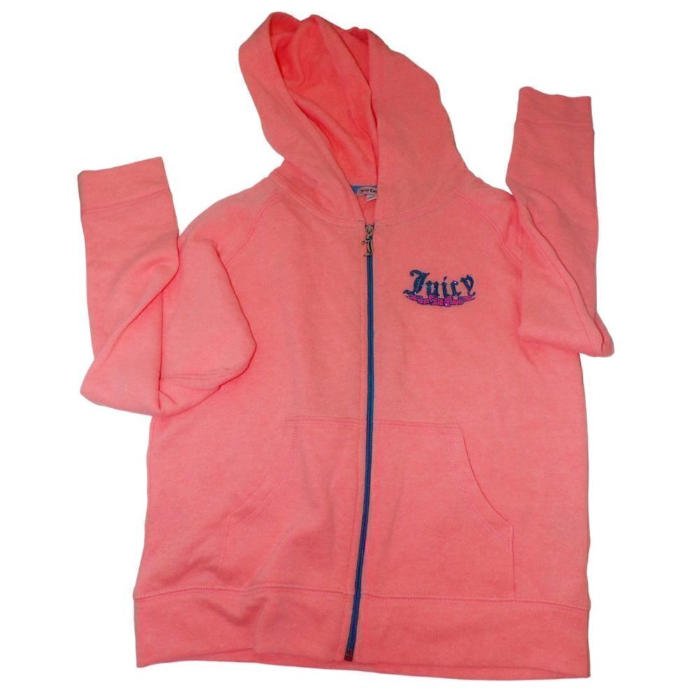 Juicy Couture Girls M 10-12 Terry Cloth Hoodie Vtg Y2K‎ Glitter Dog Back LK Nw!